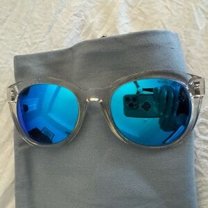 Michael Kors Clear Frame Sunglasses with Blue Mirrored Lenses
